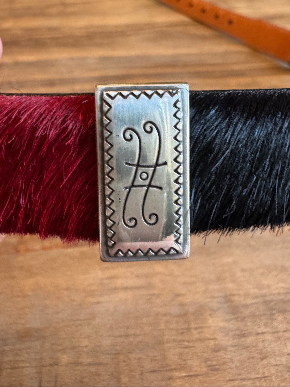 Brighton Multi-Color Pony Hair Silver Concho Leather Belt Sz 32 / M - Picture 11 of 11